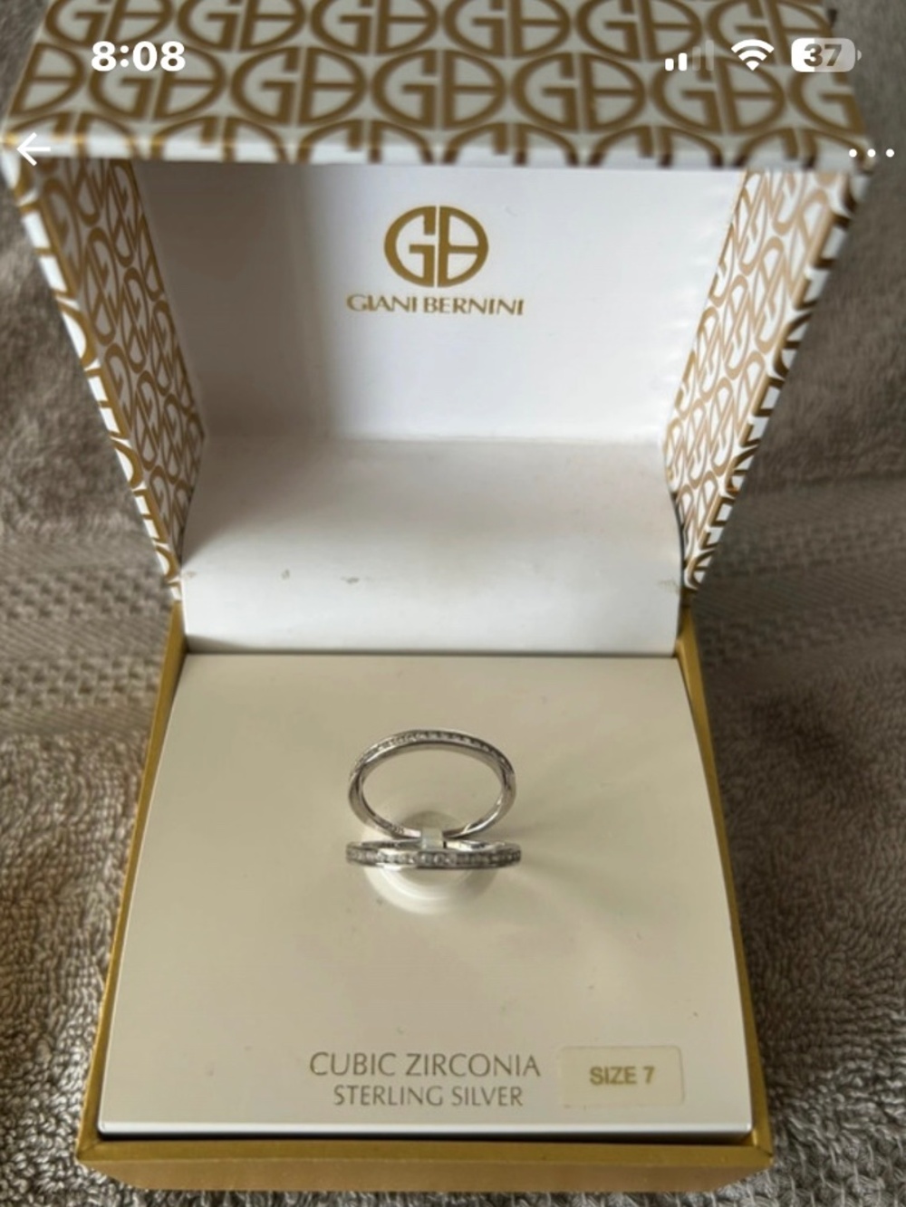 Sterling Silver / CZ Set of 2 Band Rings